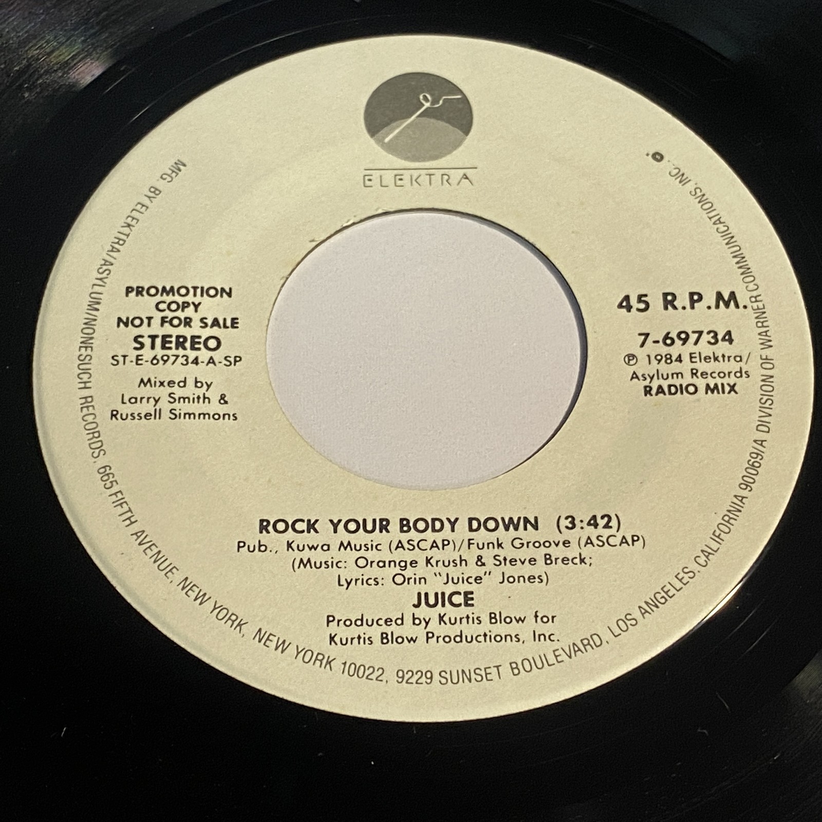 Juice: Rock Your Body Down / Your Song 45 - Elektra - Funk