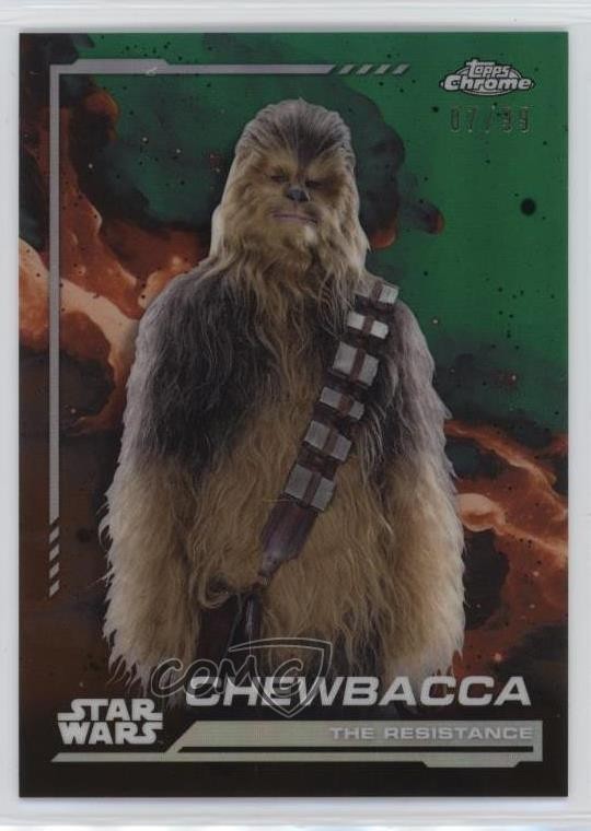 2024 Topps Chrome Star Wars Kashyyyk Green Refractor 7/99 Chewbacca #107 0b5f