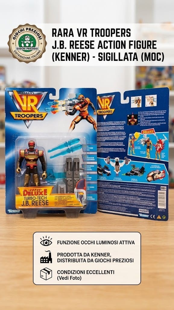 Kenner VR Troopers J.B. Reese Action Figure Deluxe Turbo-Tech occhi luminosi MOC
