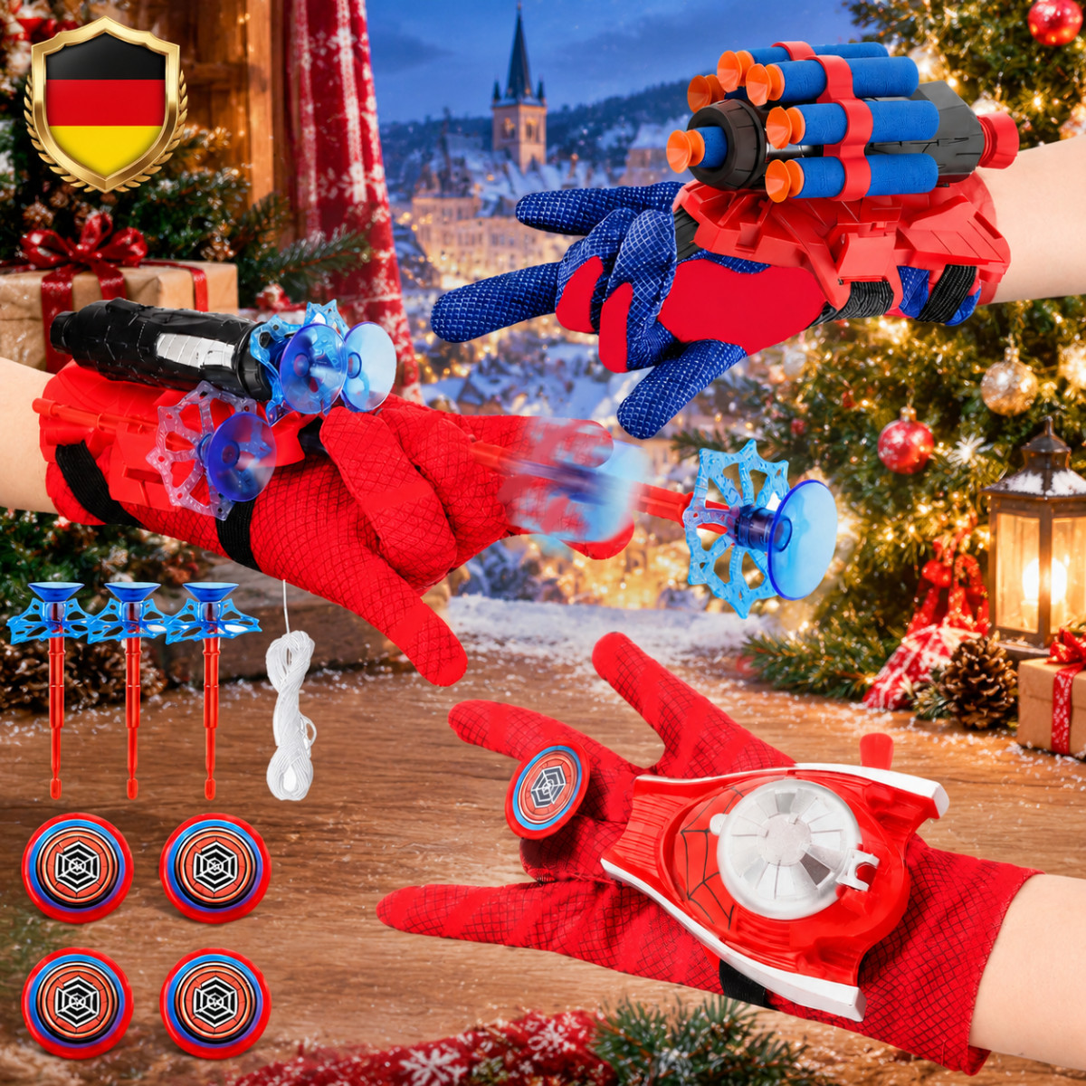 Lancia Rete Spider-Man Spiderman Web Shooter Set Guanti Marvel Eroe Bambini
