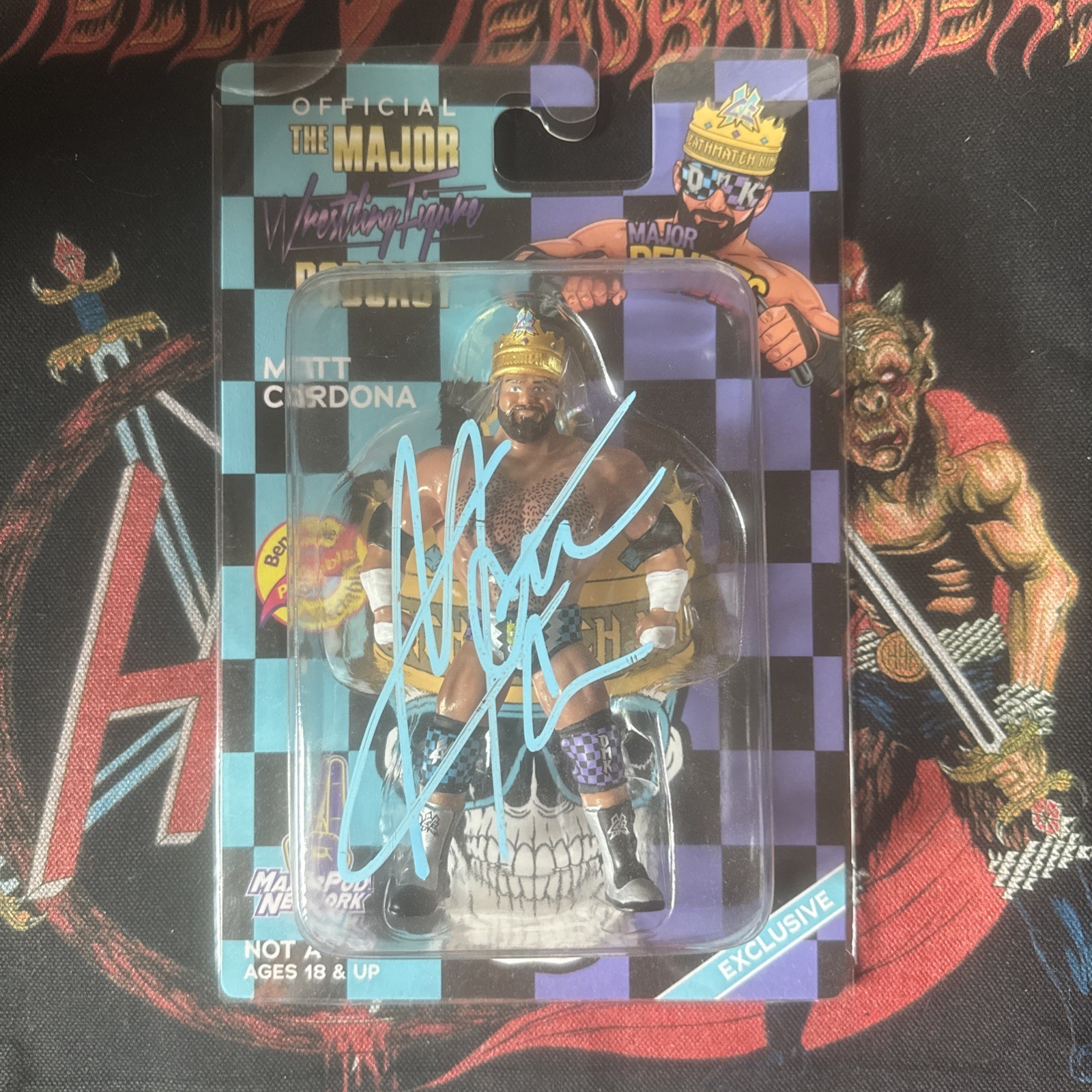 Autographed Major Wrestling Figure Podcast MATT CARDONA Bendies Signed Crown