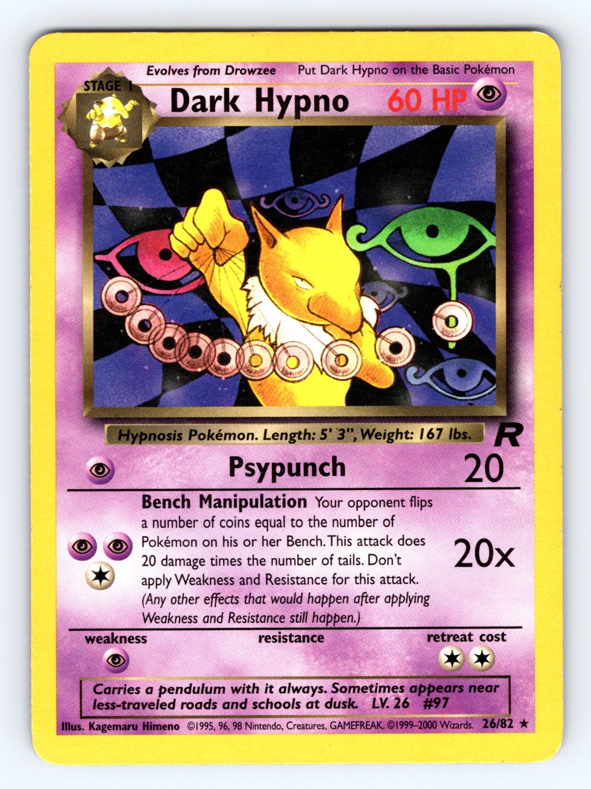 Pokemon 2000 Dark Hypno #26/82 Raro - VLP 💎