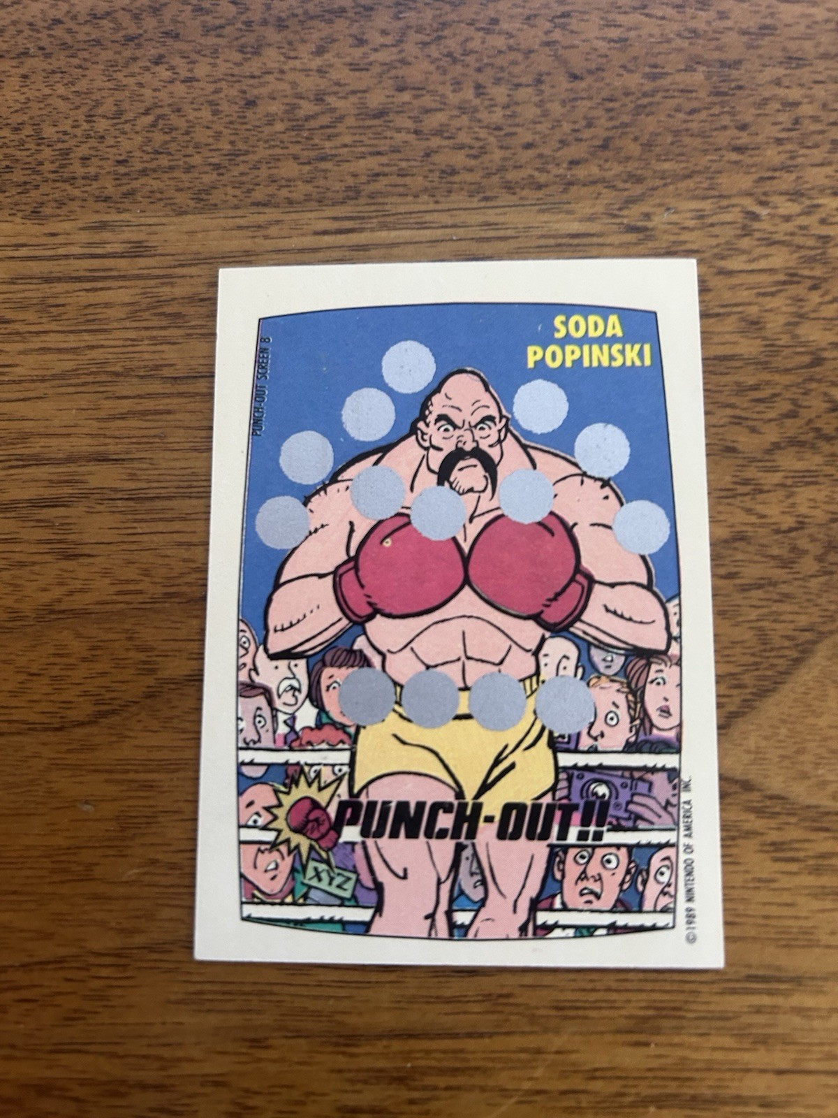 Nintendo 1989 Topps Punch-Out!! Soda Popinski Screen 8 of 10 Scratch-Off MINT