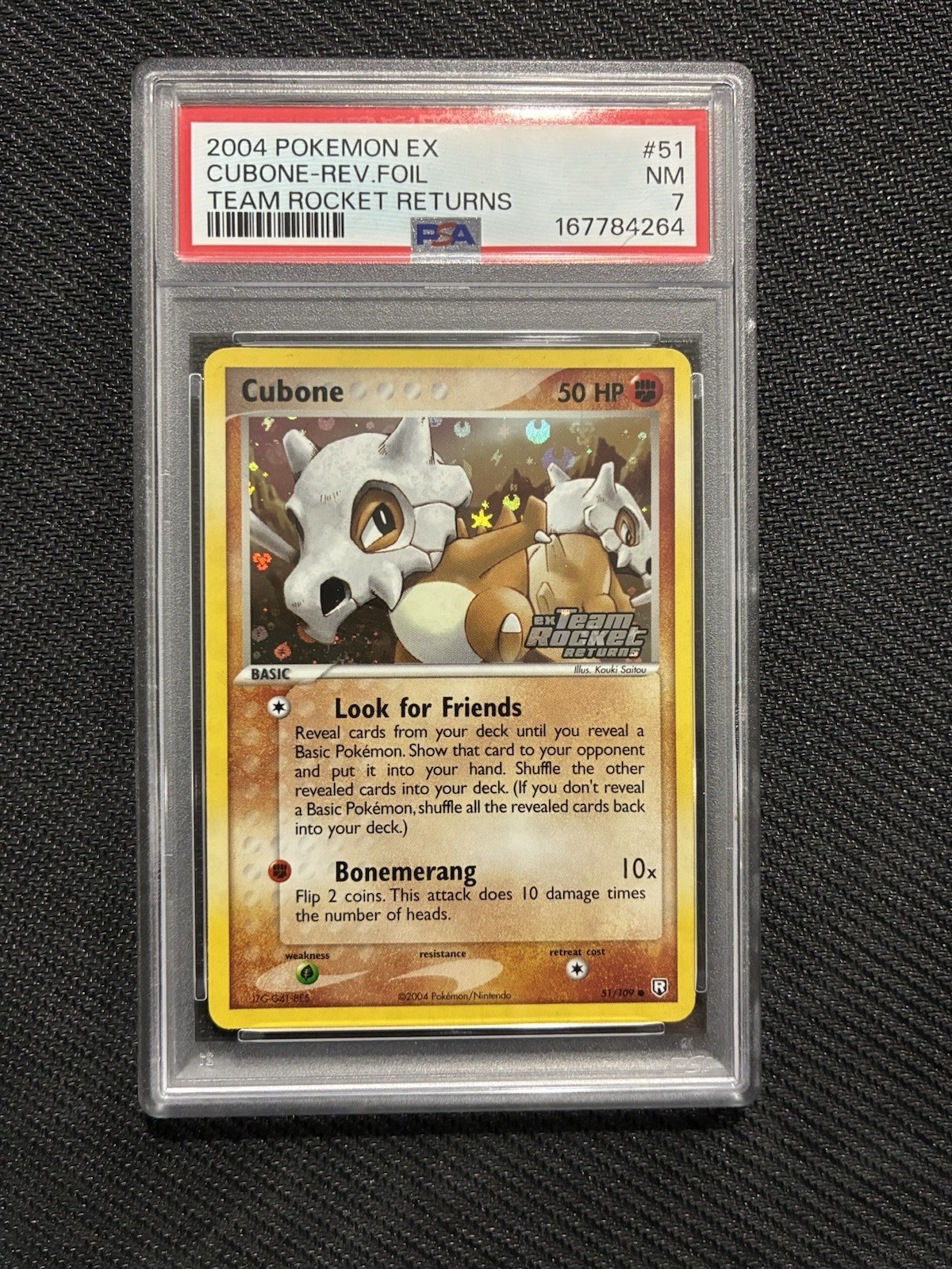 2004 Pokemon EX Team Rocket Returns Cubone Reverse Holo PSA 7