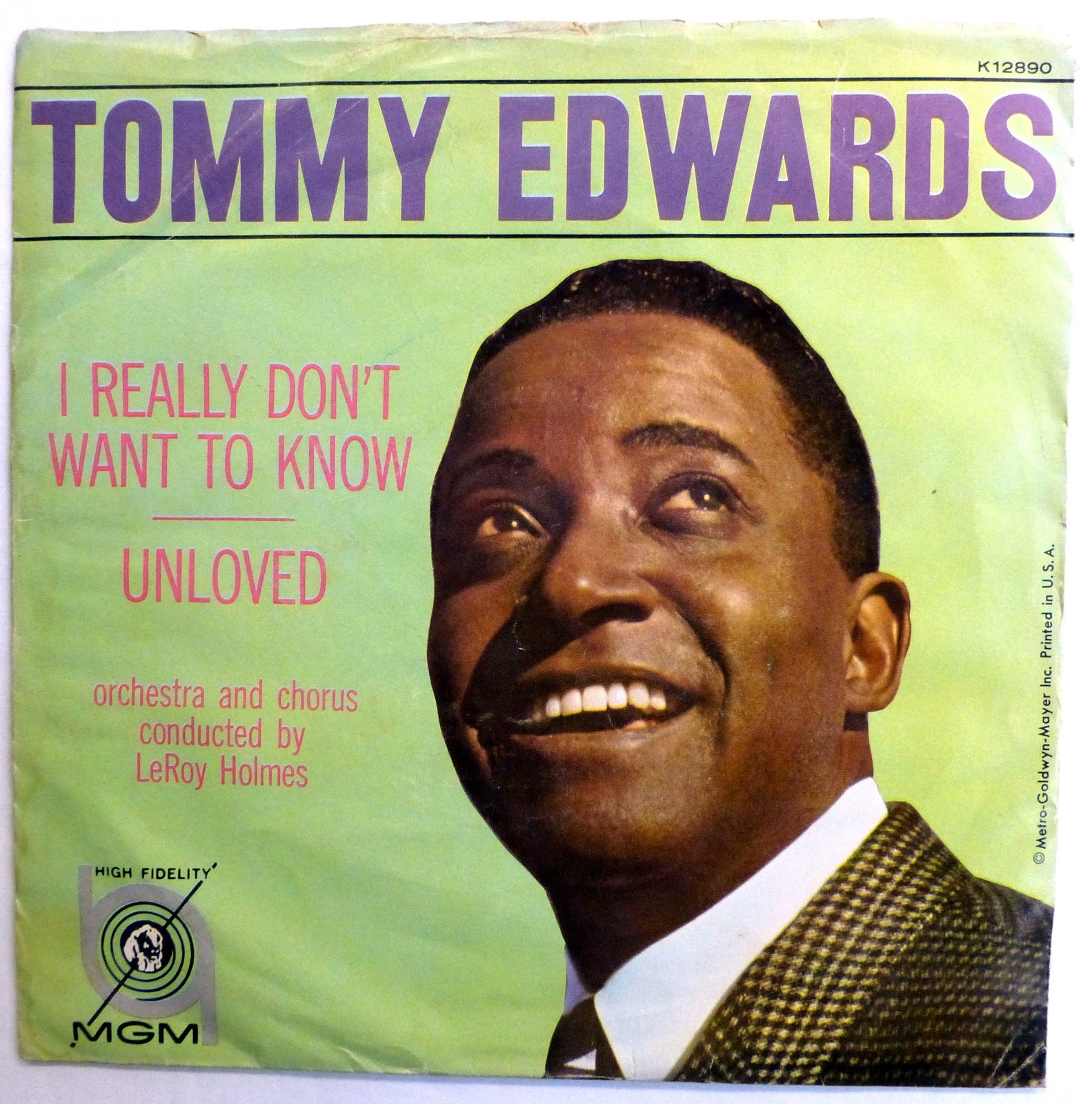TOMMY EDWARDS 45 giri I Really Don't Want to Know/Unloved Single MGM 7"