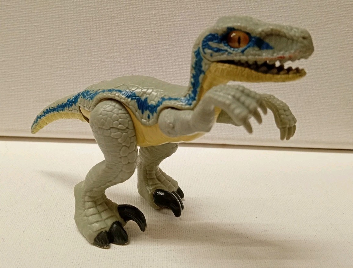 Figura ufficiale di dinosauro Raptor Velociraptor blu Imaginext Jurassic World