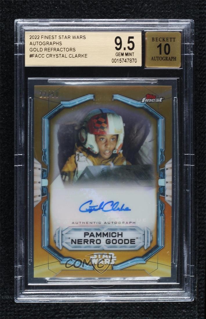 2022 Finest Star Wars Gold Rifrattore 22/50 Crystal Clarke BGS 9.5 Auto 13u1