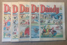 The Dandy Lot of 5 from 1972 four in excellent condition, one good Desperate Dan
