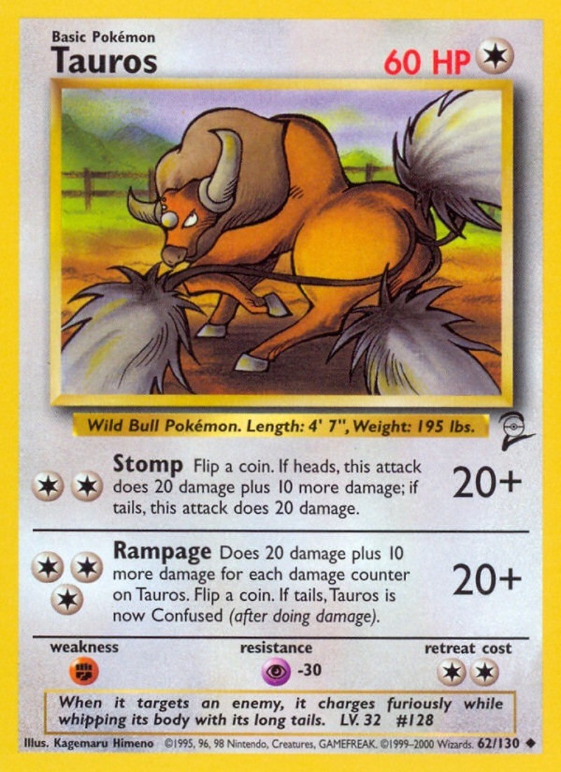Tauros Set Base 2 #62 Pokémon TCG