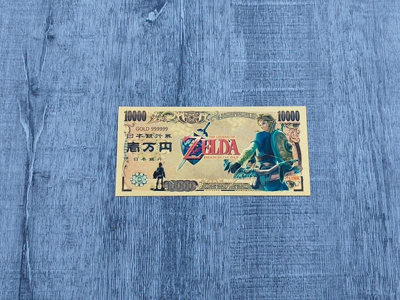 Billet Zelda Link Nintendo OR Collector Gold Doré card carte ticket goodies banknote