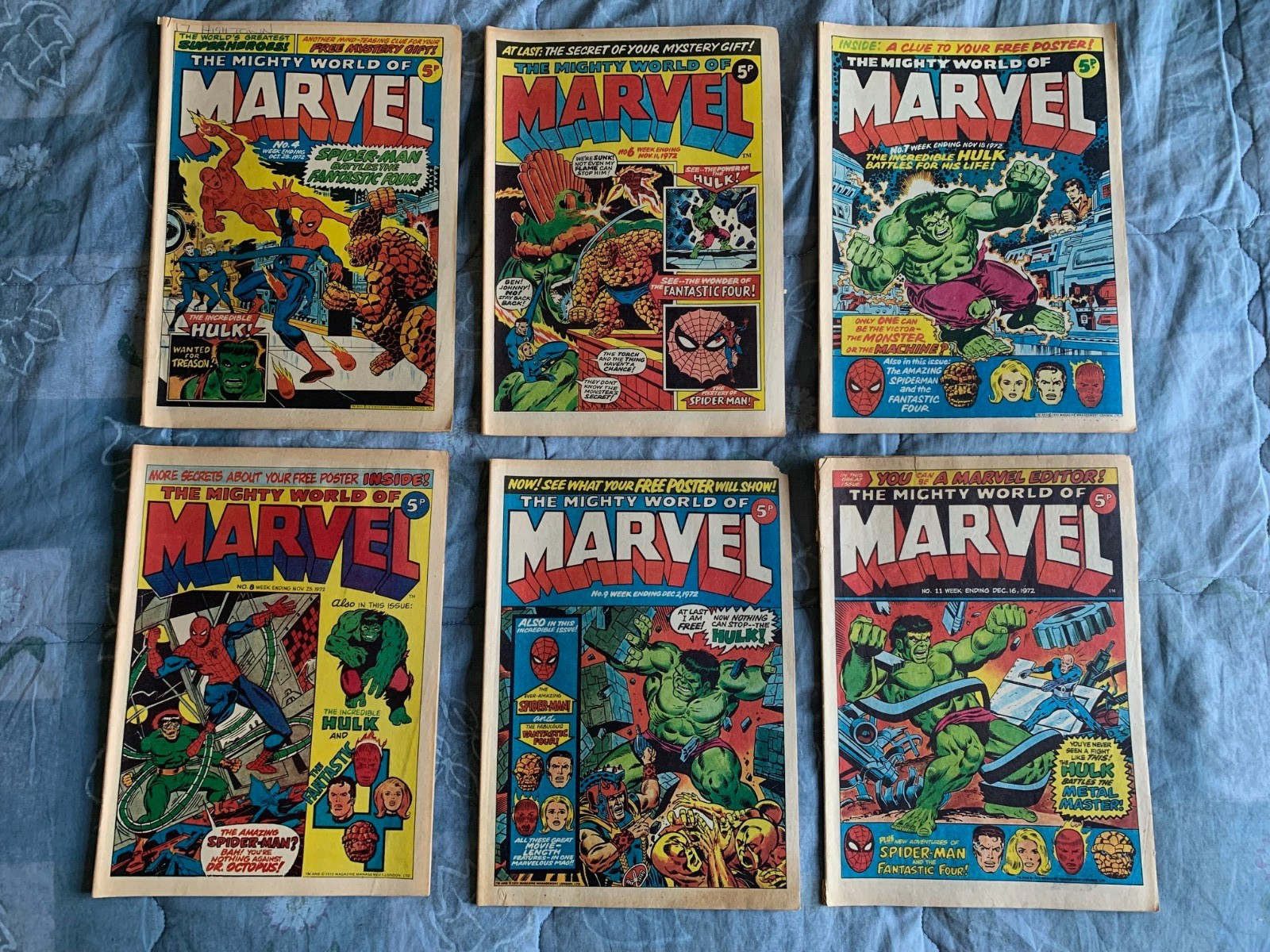 Bundle of 6 Bronze Age Marvel comics - The Mighty World of Marvel # 4,6,7,8,9,11