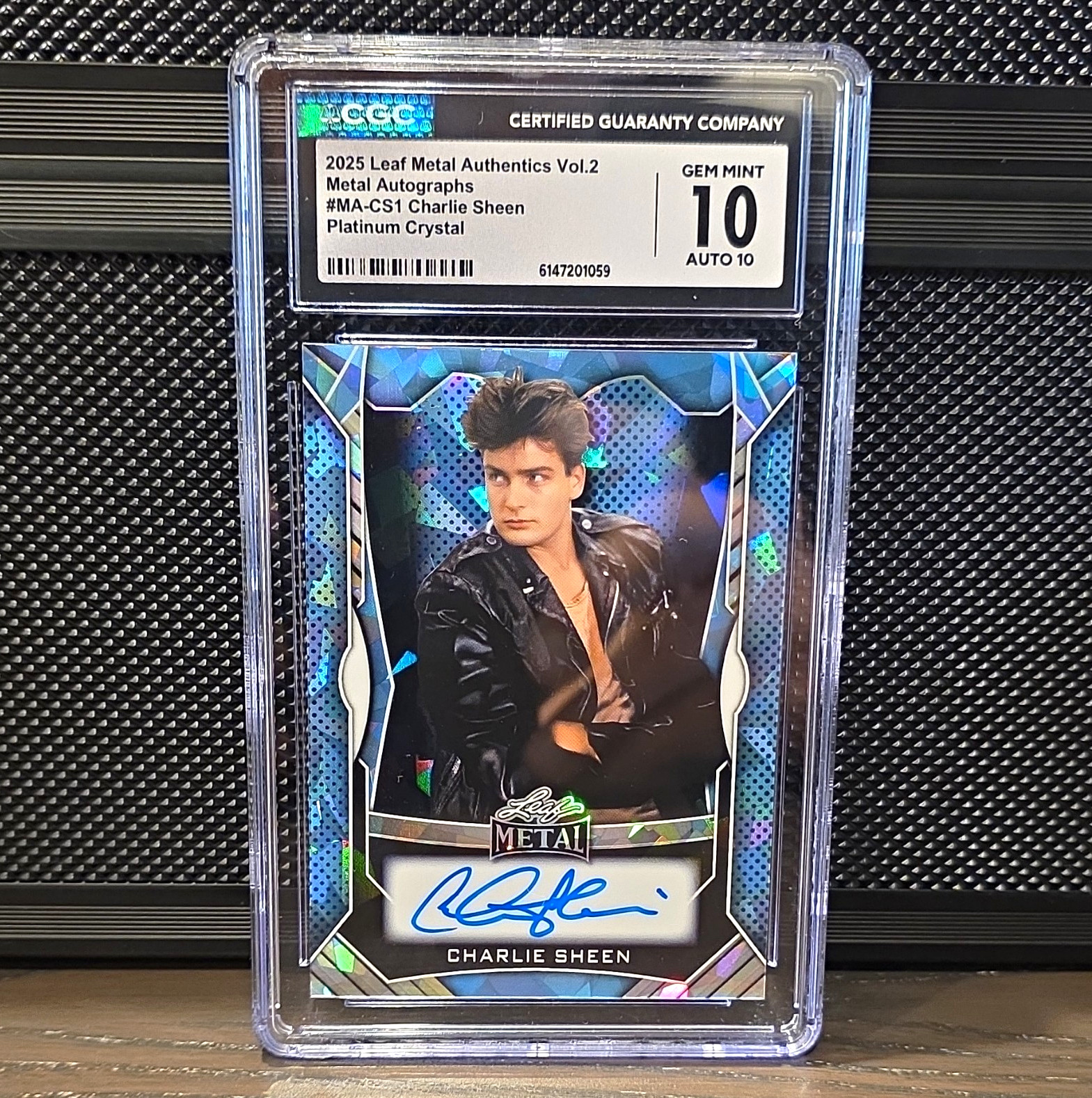 2025 Leaf Metal Charlie Sheen Platinum Crystal Auto /7 CGC Gem Mint  10