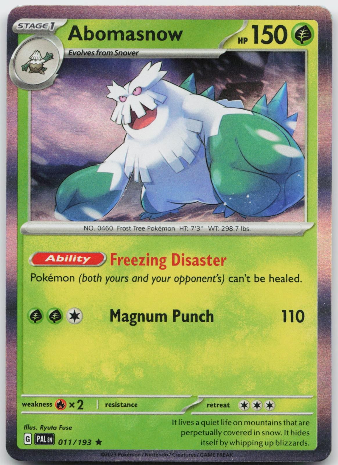 Abomasnow 011/193 Raro Pokemon Paldea Evoluto Holo quasi nuovo