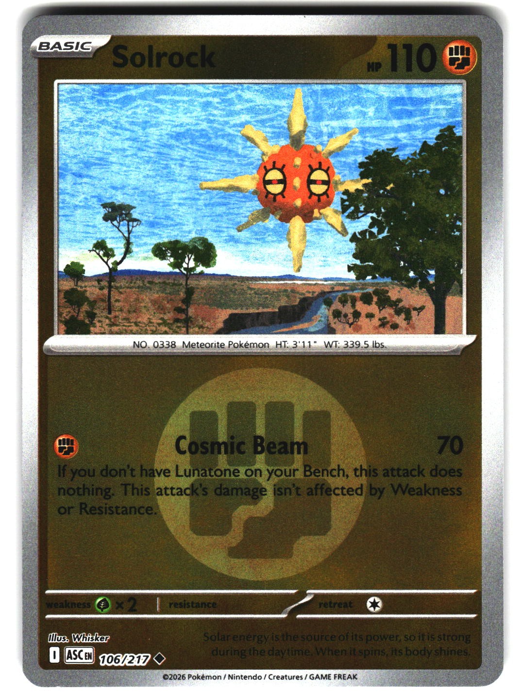Solrock (Modello Simbolo Energia) 106/217 Pokemon ME: Eroi Ascesi Reverse Holo