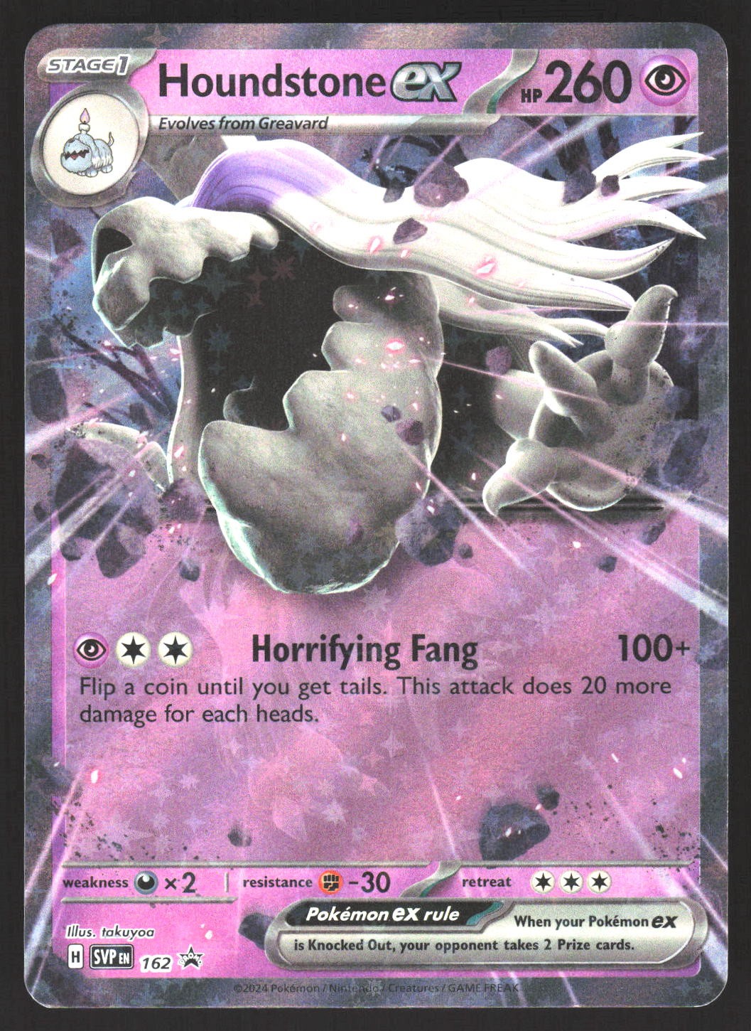 Houndstone ex 162 Holo Promo Scarlatto e Viola Promo Pokemon giocato moderatamente