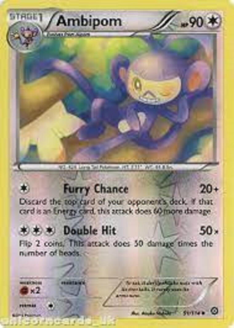POKEMON CARD REVERSE HOLO AMBIPOM 91/114 NO 424 LONG TAIL POKEMON TCG CCG