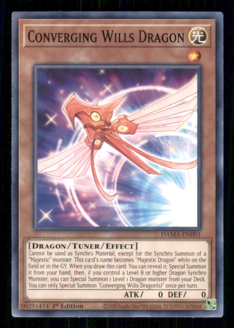 Drago Volontà Convergente DAMA-EN001 Alba della Maestà Yu-Gi-Oh 1° Edizione NM