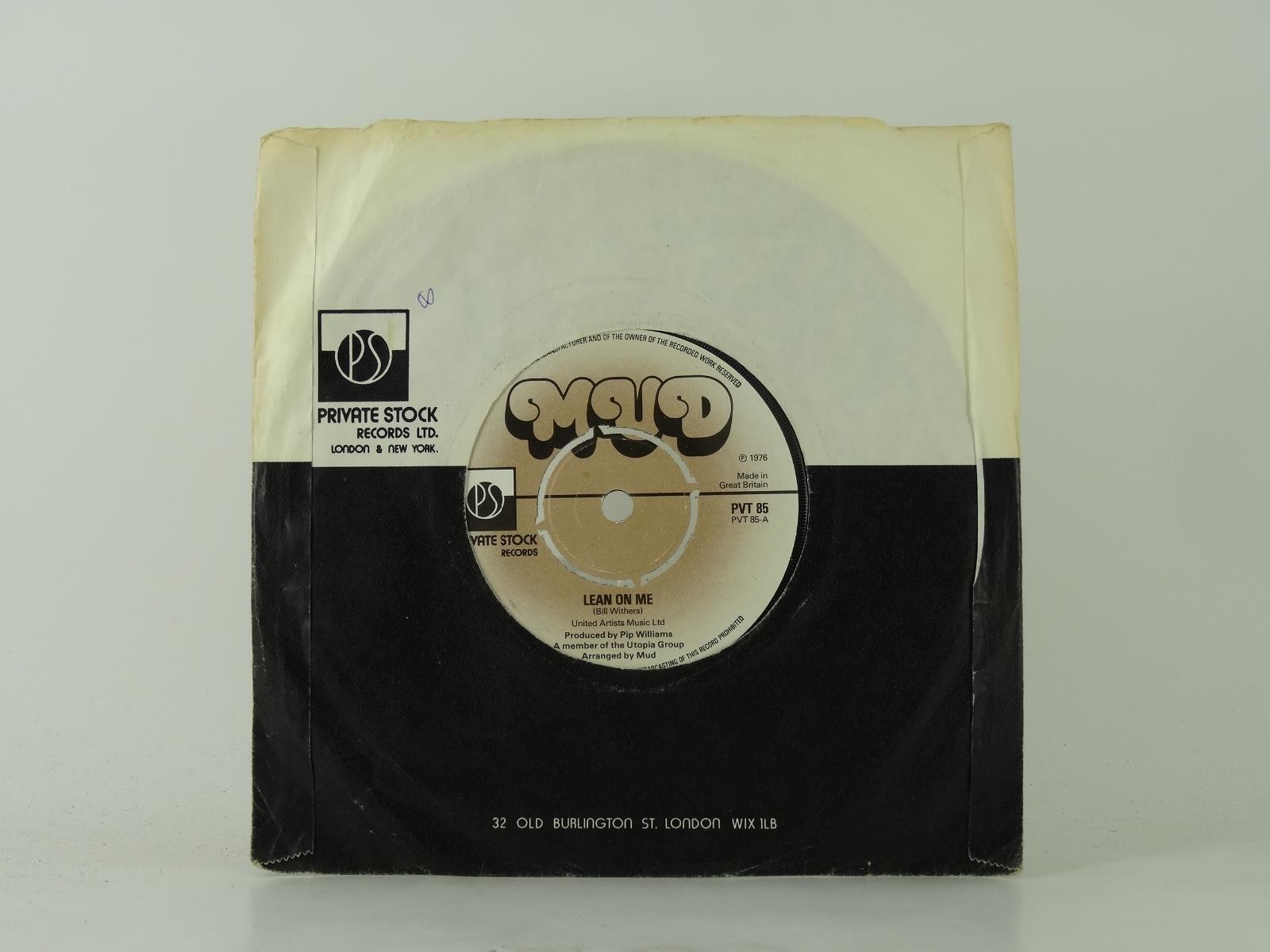 MUD LEAN ON ME (19) 2 Track 7" Single including Company Sleeve PRIVATE STOCK REC