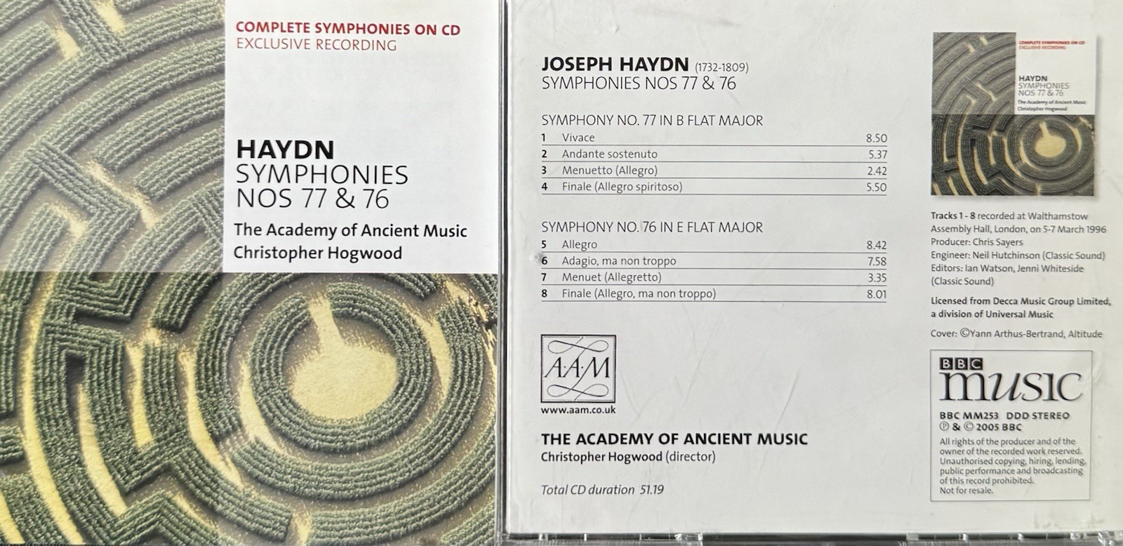 Haydn—Symphonies 77 & 76 (Christopher Hogwood, Academy Ancient Music). BBC CD