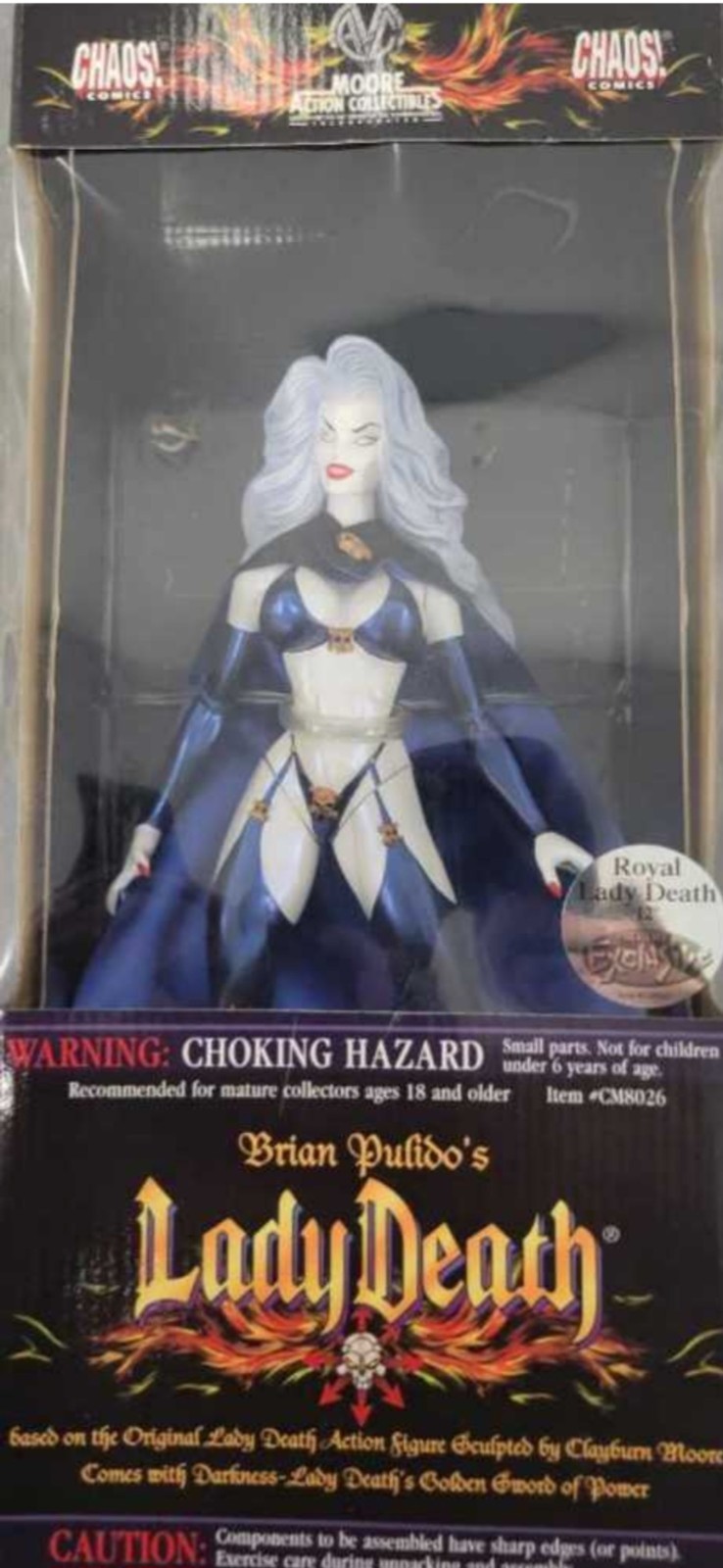 Lady Death 12 Inch Royal Blue Boxed Figure Sword Has Fallen Off