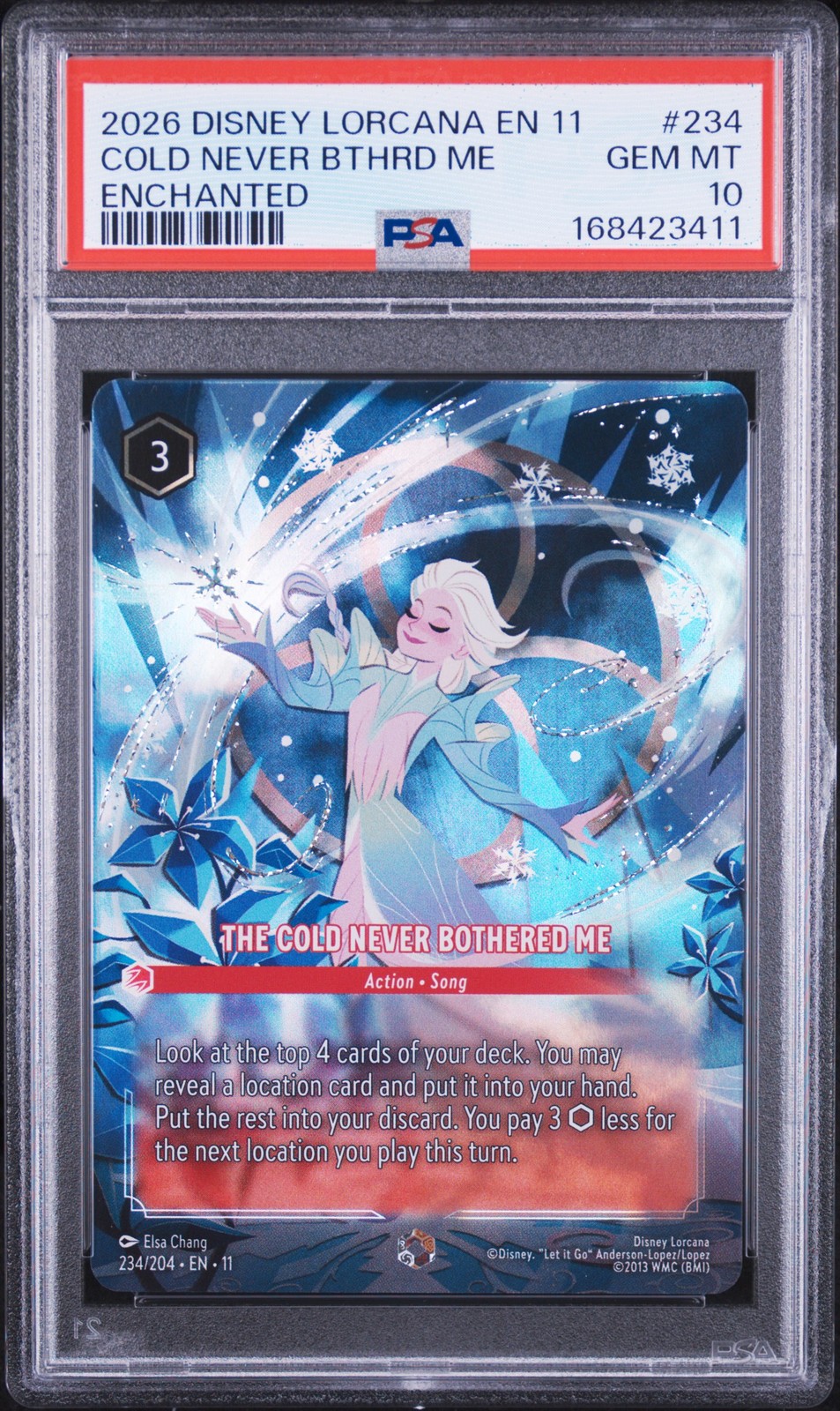 2026 DISNEY LORCANA EN 11-WINTERSPELL #234 IL FREDDO NON MI HA MAI DATO FASTIDIO PSA 10