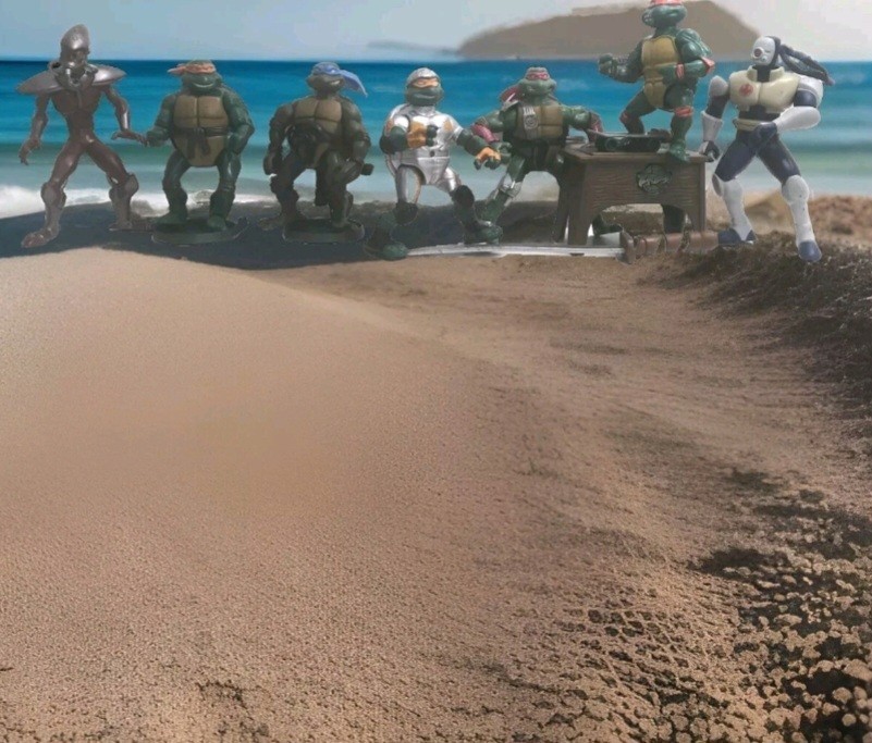 Action Figures Giocattoli e Giochi: 7 Tartarughe Ninja Adolescenti Mutanti e Accessori.