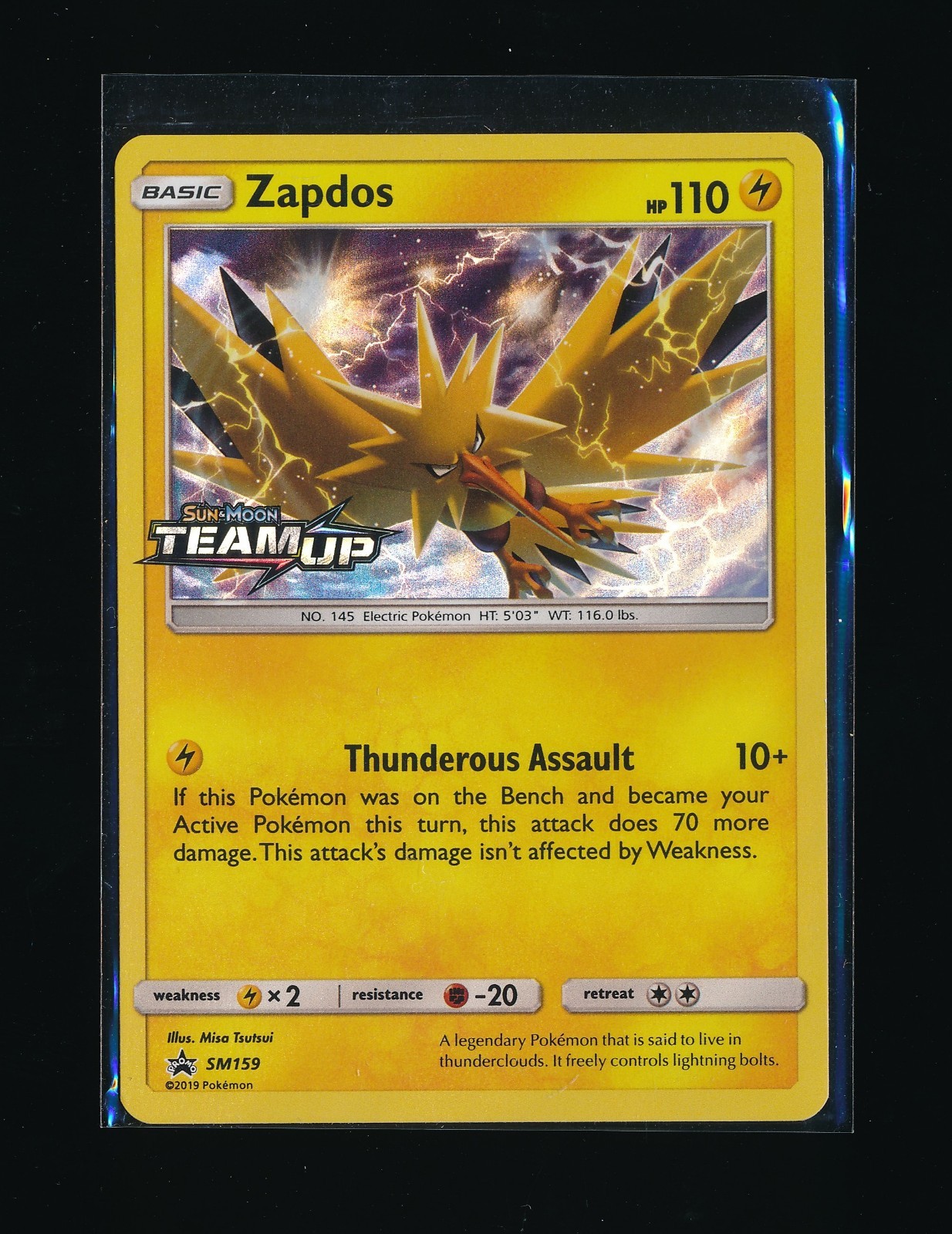 ZAPDOS SM159 SUN & MOON BLACK STAR PROMO TEAM UP HOLO RARE 2019 POKEMON TCG B25