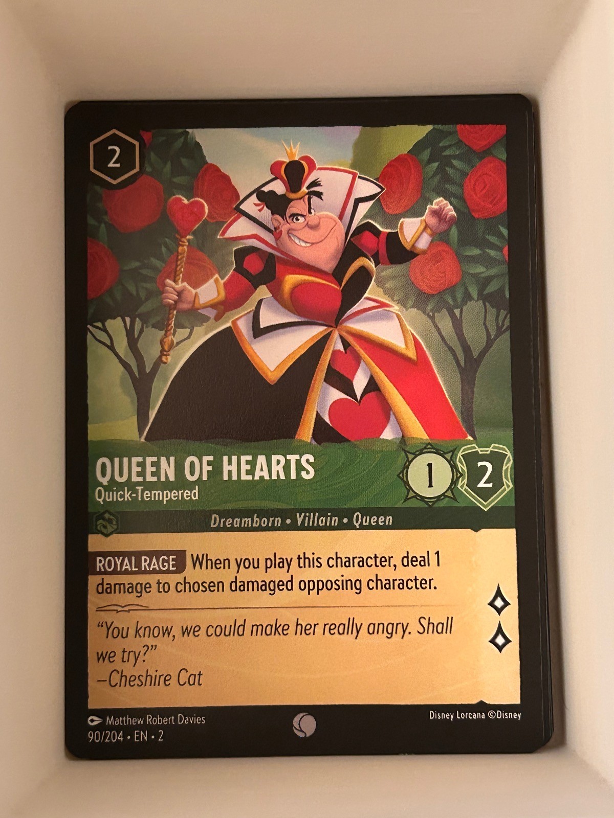 Queen of Hearts - Quick-Tempered 90/204 Common Rise of the Floodborn Lorcana NM