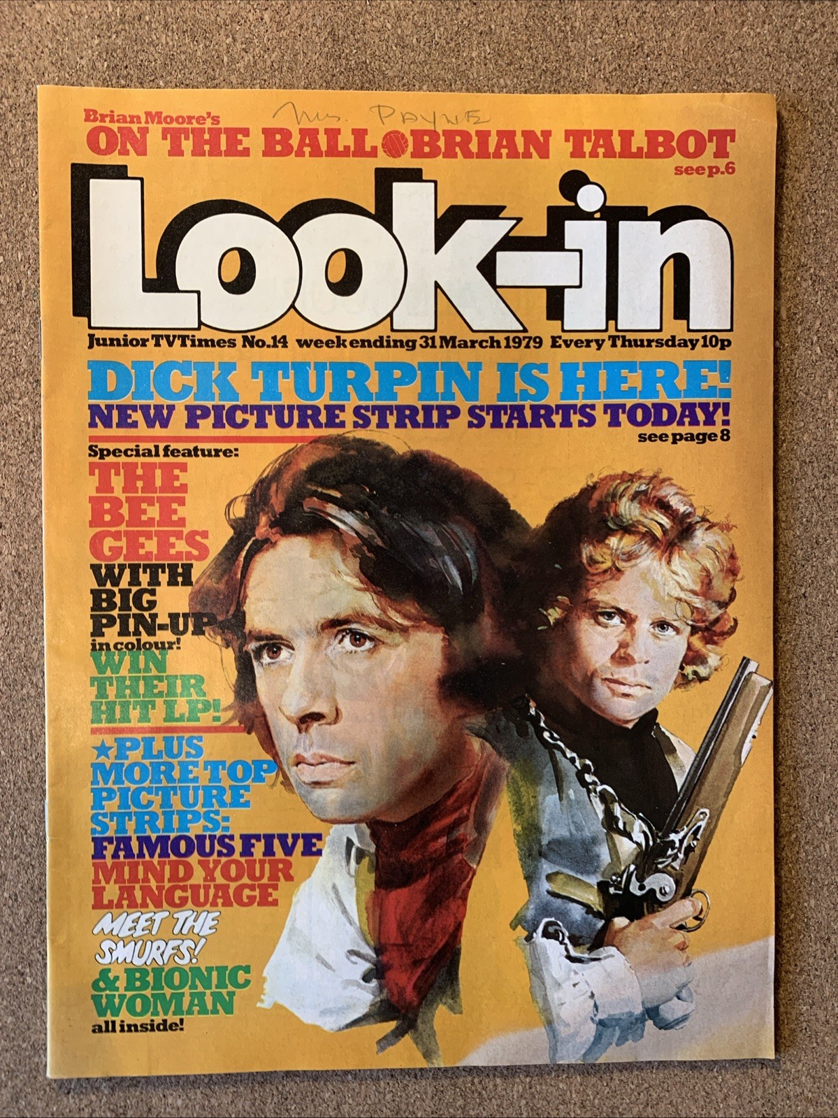 Look-In 31st March 1979 Good Cond. Bee Gees Poster, Dick Turpin, Bionic Woman