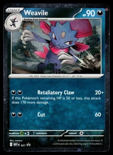 Carta Pokemon Weavile MEP 021 Cosmos Holo Promo Mega Evoluzione Stella Nera NM