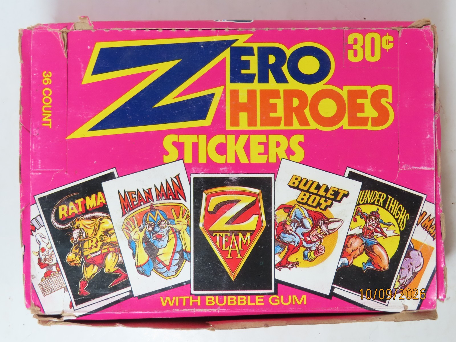 1983 Donruss Zero Heroes Stickers unopened 36 wax pack box very clean packs