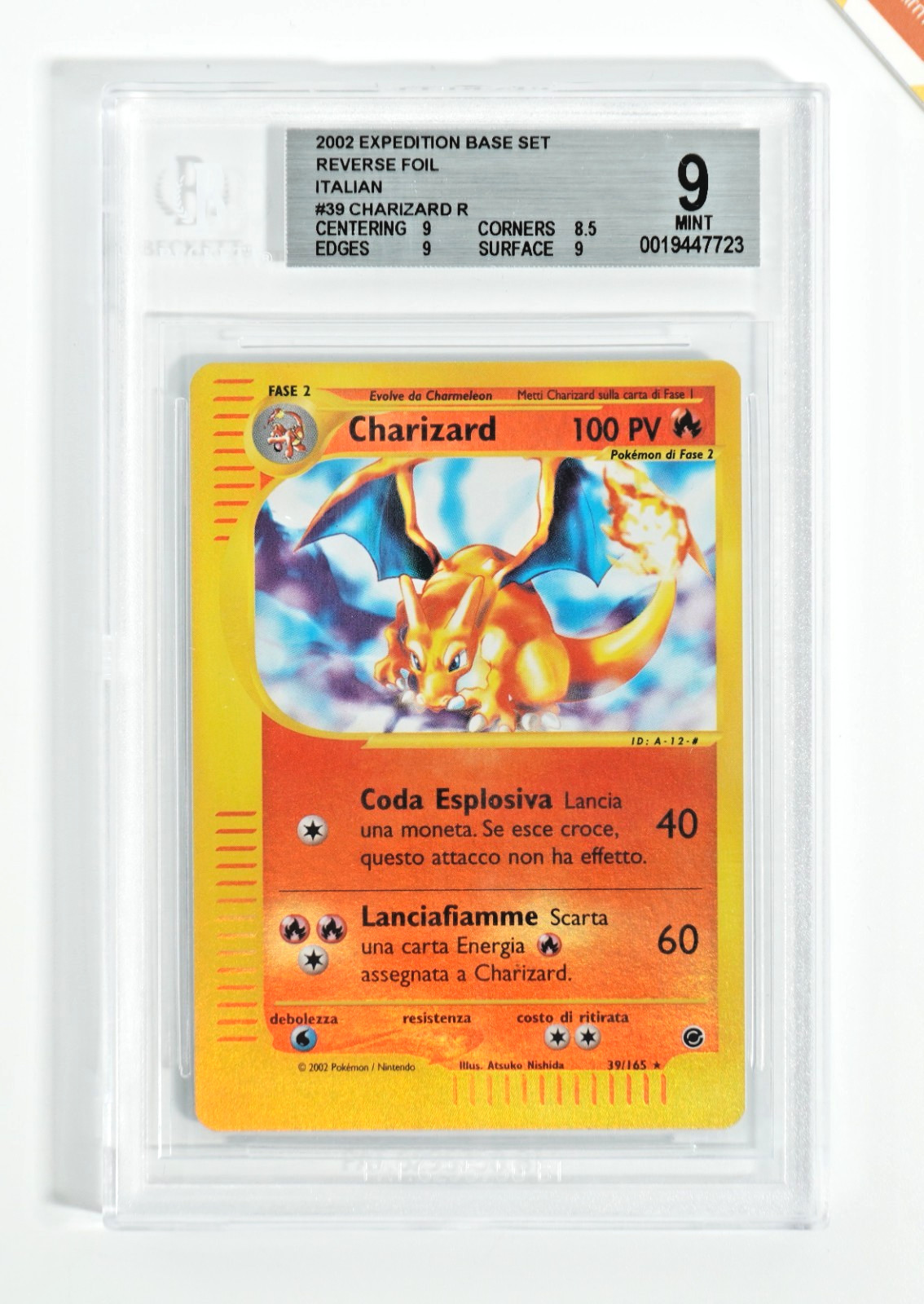 Pokemon BGS 9 Charizard #39 Reverse Foil  Expedition Base Set 2002 Italiano
