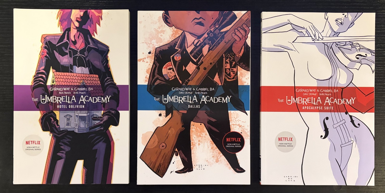 3 UMBRELLA ACADEMY VOL 1 APOCALYPSE SUITE / V2  DALLAS / V3 HOTEL OBLIVION TPB'S