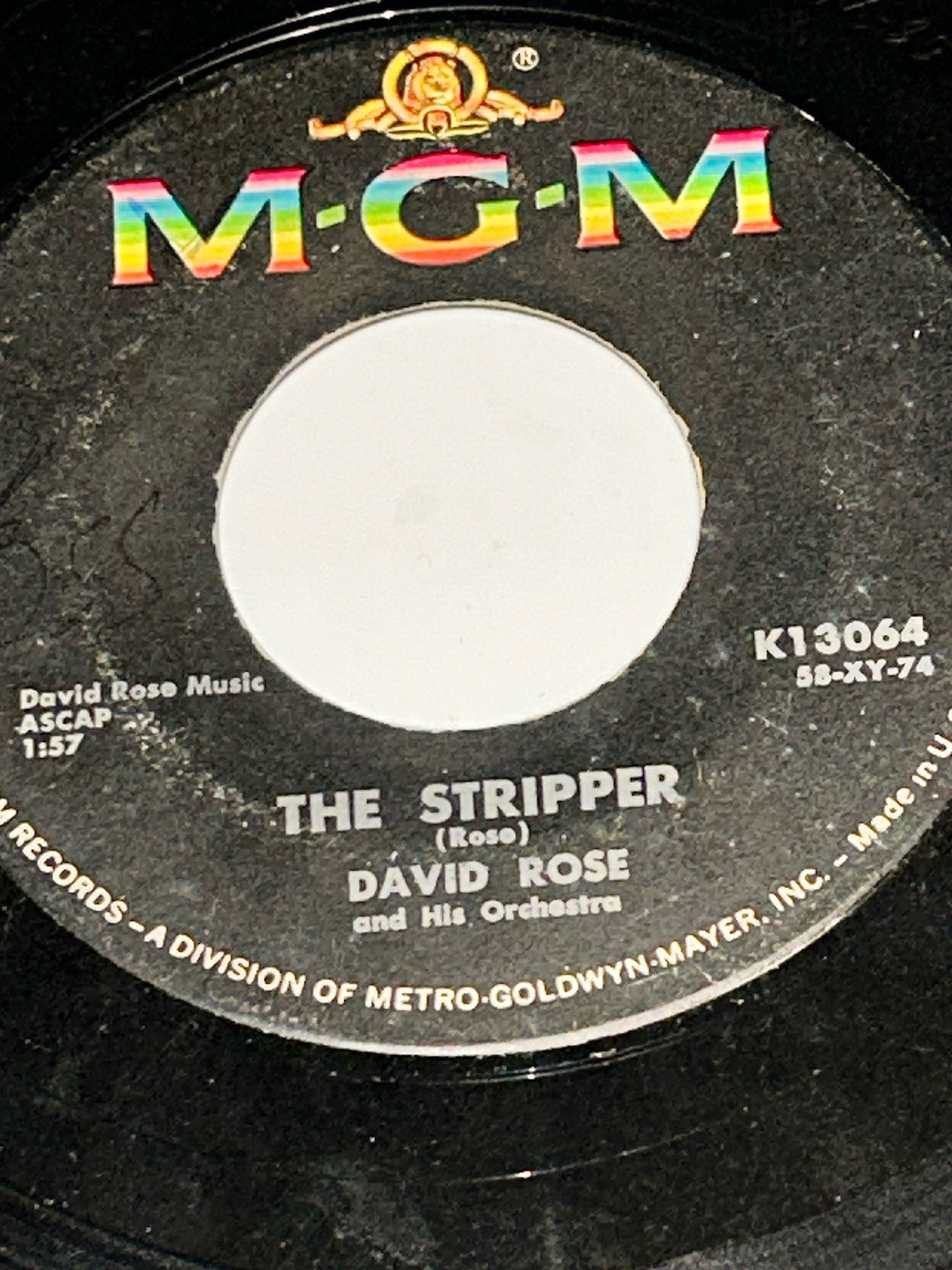 David Rose His Orchestra - The Stripper MGM 13064 Vinyl 45 rpm 231C14