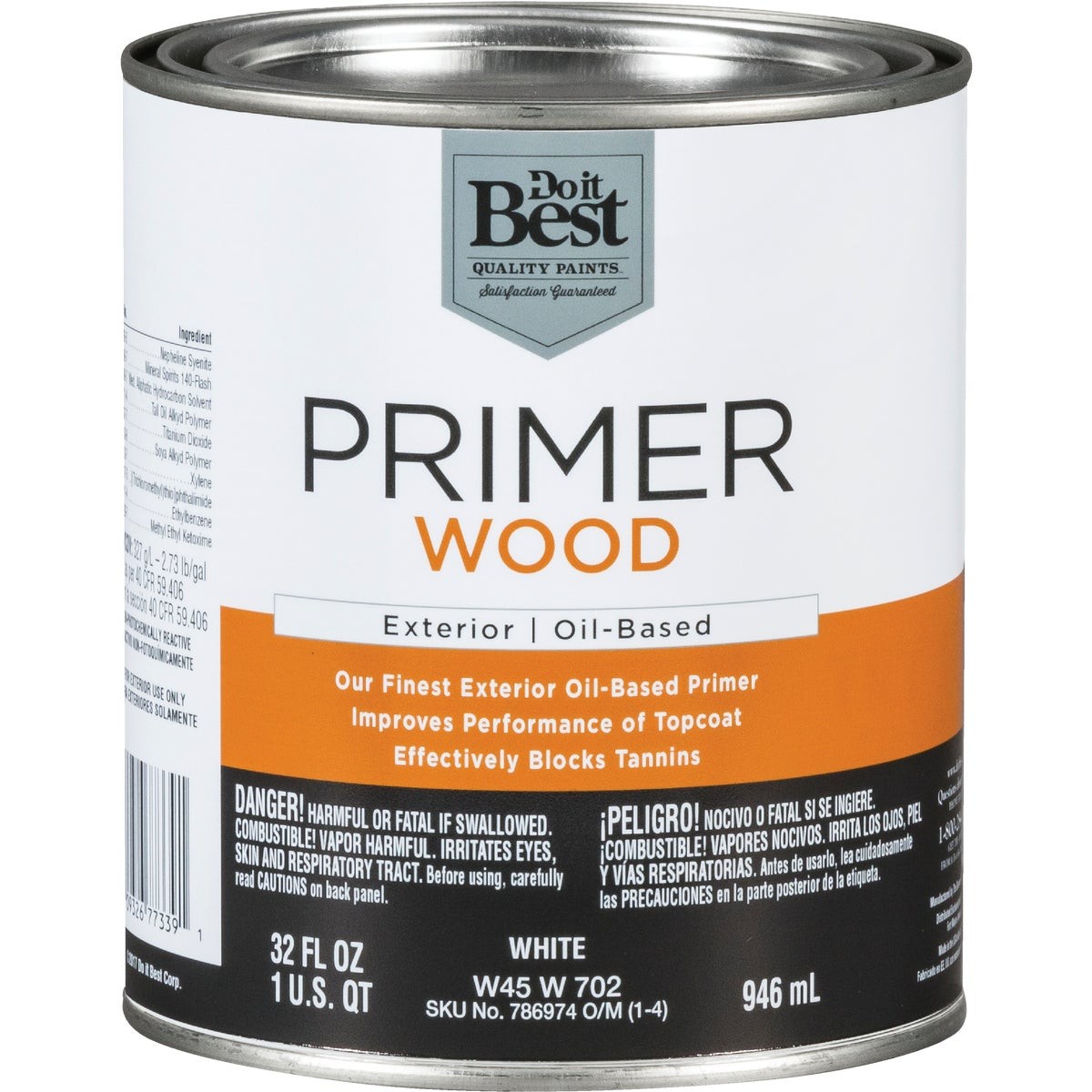 Do it Best White Oil-Based Wood Exterior Primer, 1 Qt. W45W00702-44 Pack of 4