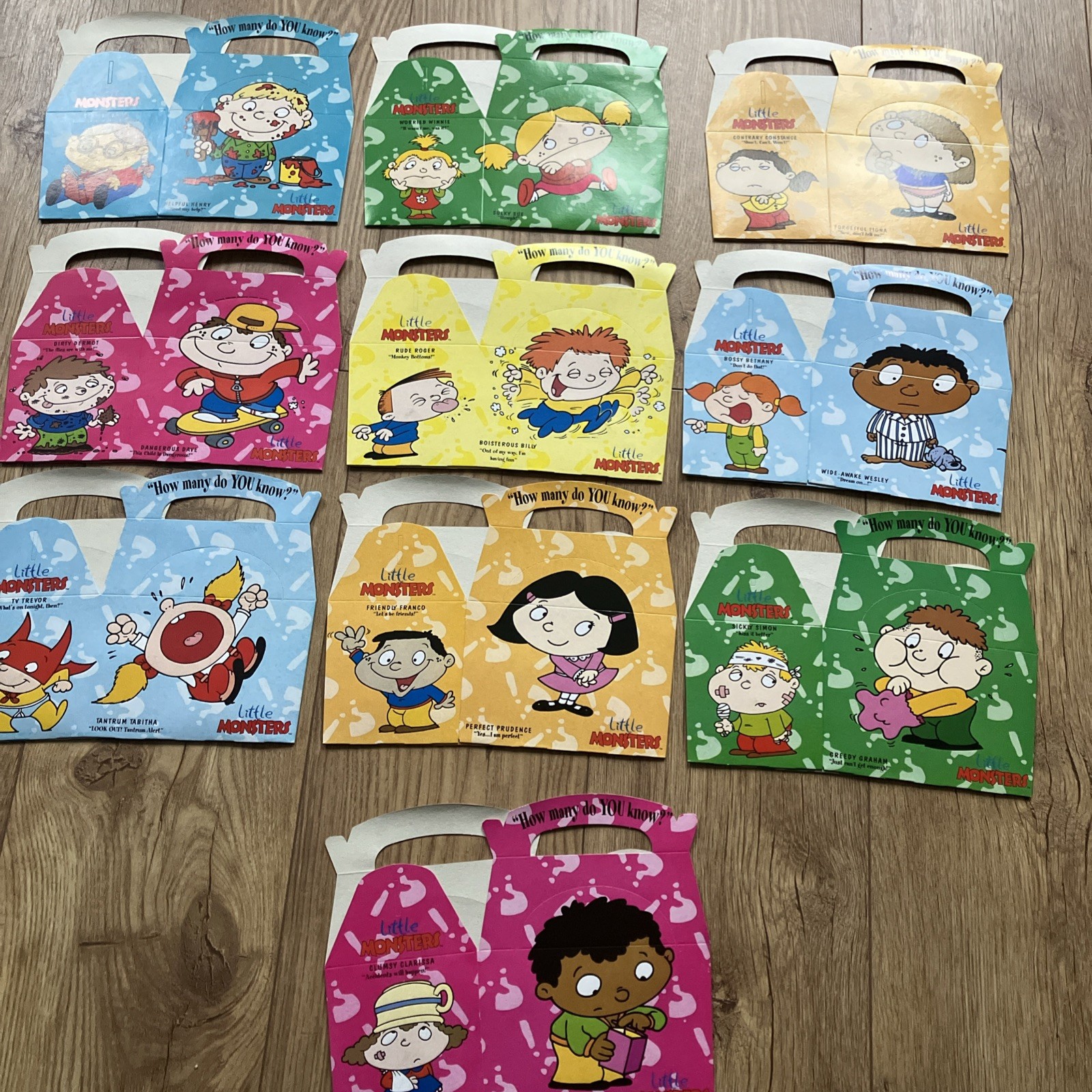 Little Monsters 1998 Splash Holdings confezione regalo pranzo memorabilia raro set mai usato