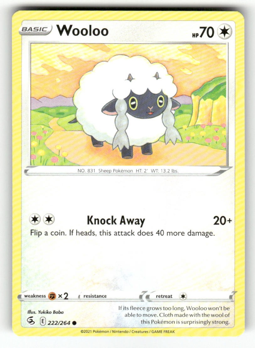 Wooloo 222/264 Common Fusion Strike Pokemon leggermente giocato