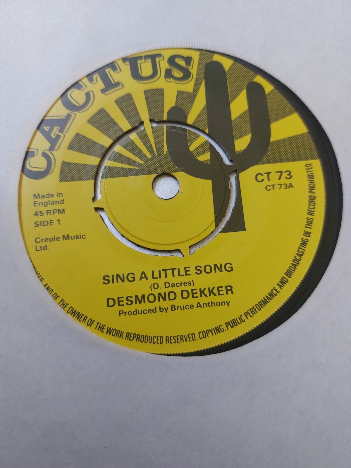DESMOND DEKKER SING A LITTLE SONG / NO PLACE LIKE HOME CACTUS EXCELLENT