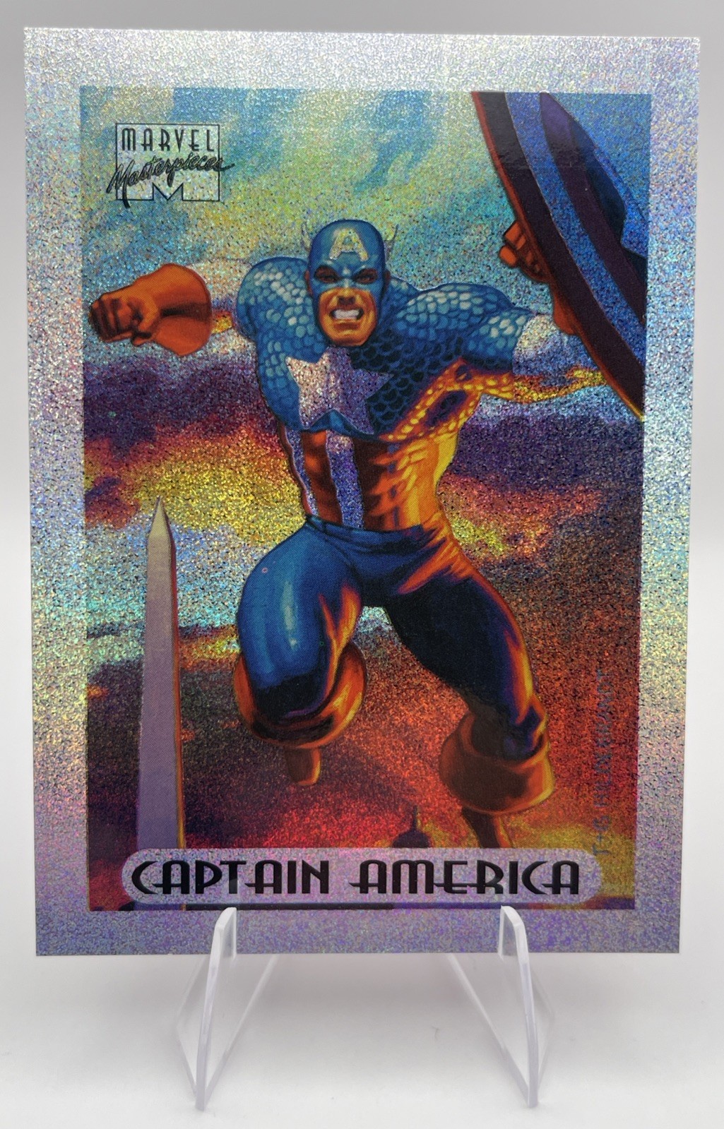 Action Hero Trading Card | 1994 Captain America Marvel Masterpiece Holofoil