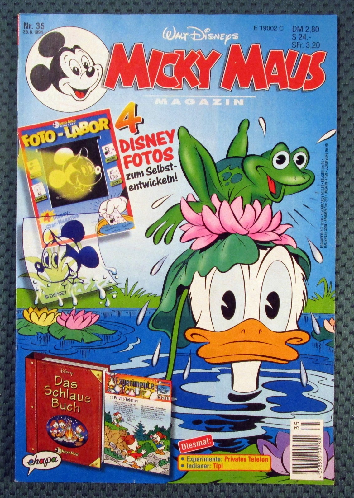 Topolino 1994 quaderno #35 del 35 agosto 94 + supplemento foto Disney,libro intelligente