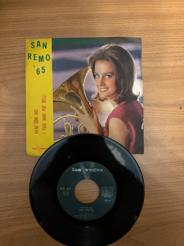 Geraldine - Vieni con noi / I tuoi anni più belli - Vinile 45 Giri Las Vegas 1013 Sanremo 1965