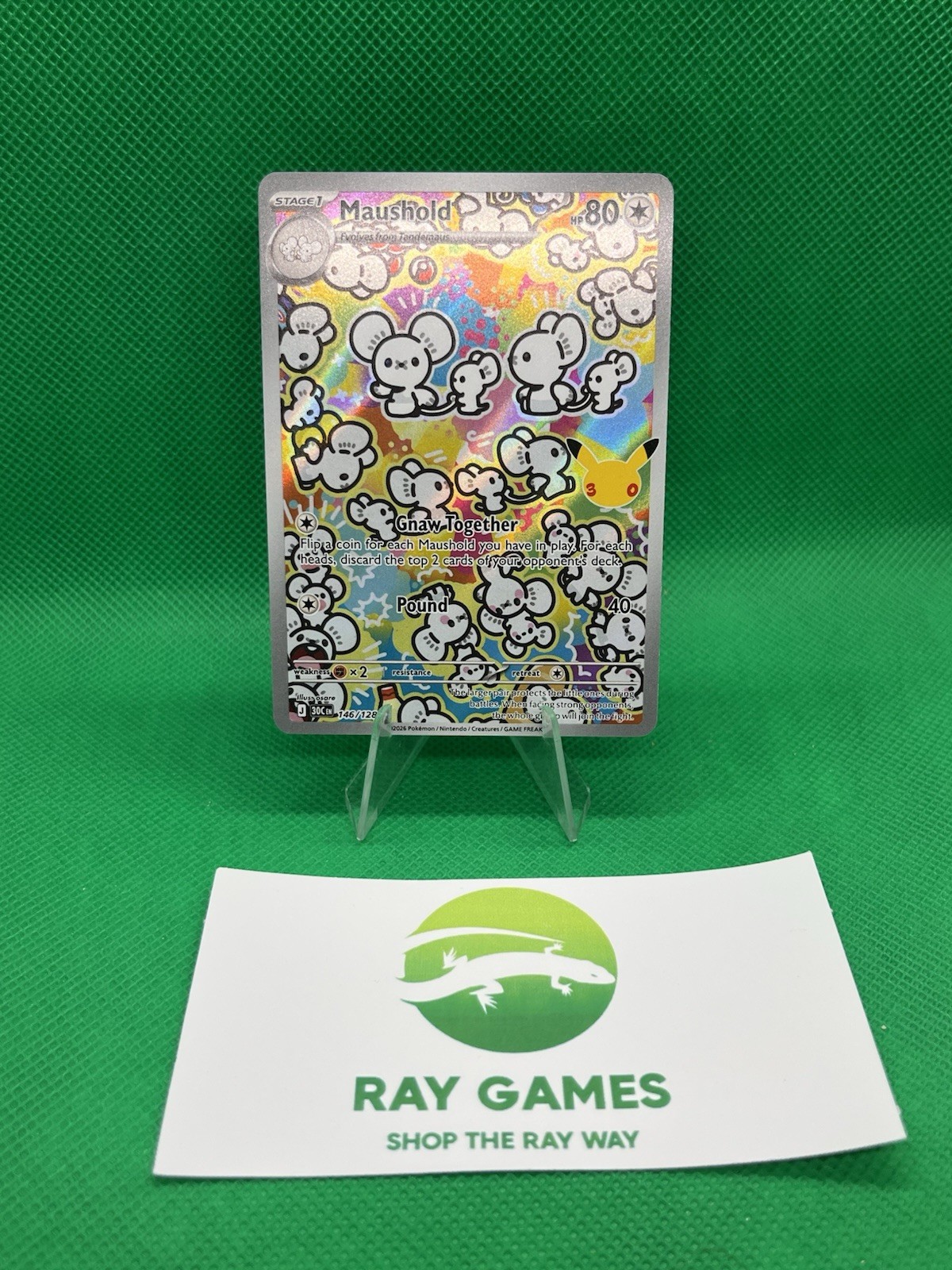 Pokémon TCG Maushold 146/128 Illustrazione Rara ME: 30° Celebrazione NM