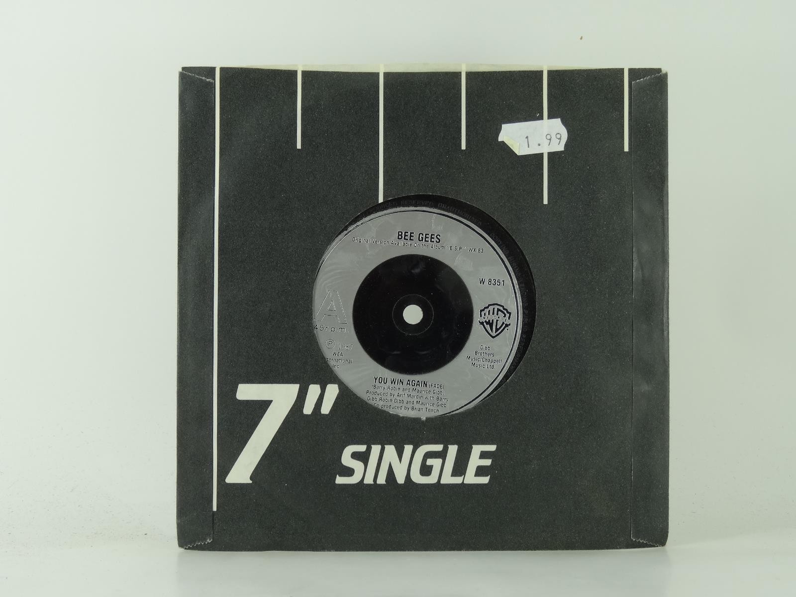 BEE GEES YOU WIN AGAIN (24) 3 Track 7" Single including Plain Paper Sleeve WARNE
