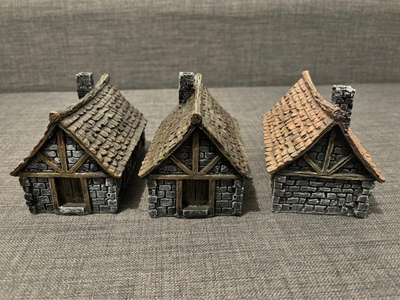 maisons médiévales résine prépeintes Warhammer