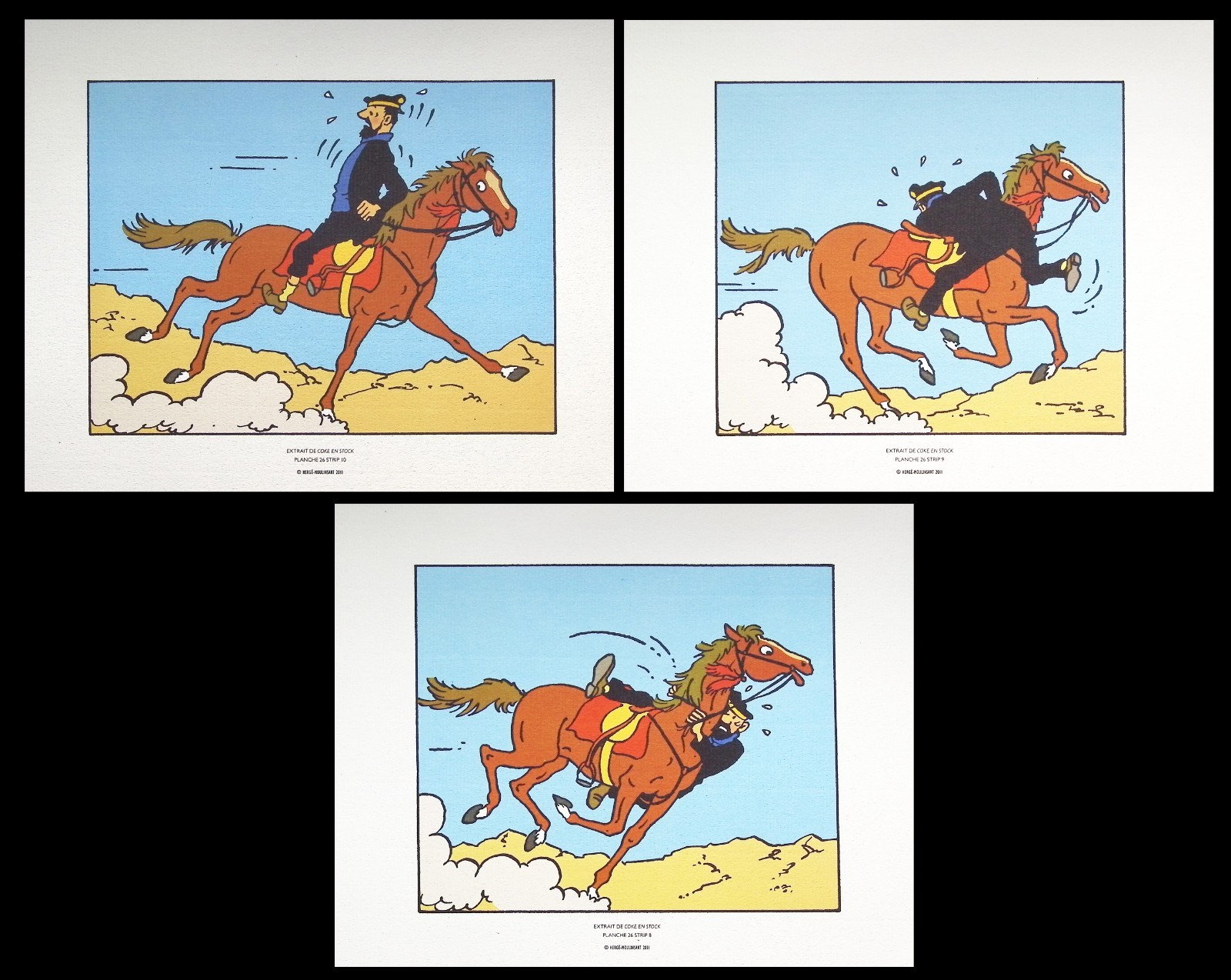 HERGÉ : TINTIN - Coke en Stock, 3 Lithographies Ex Libris, 2011