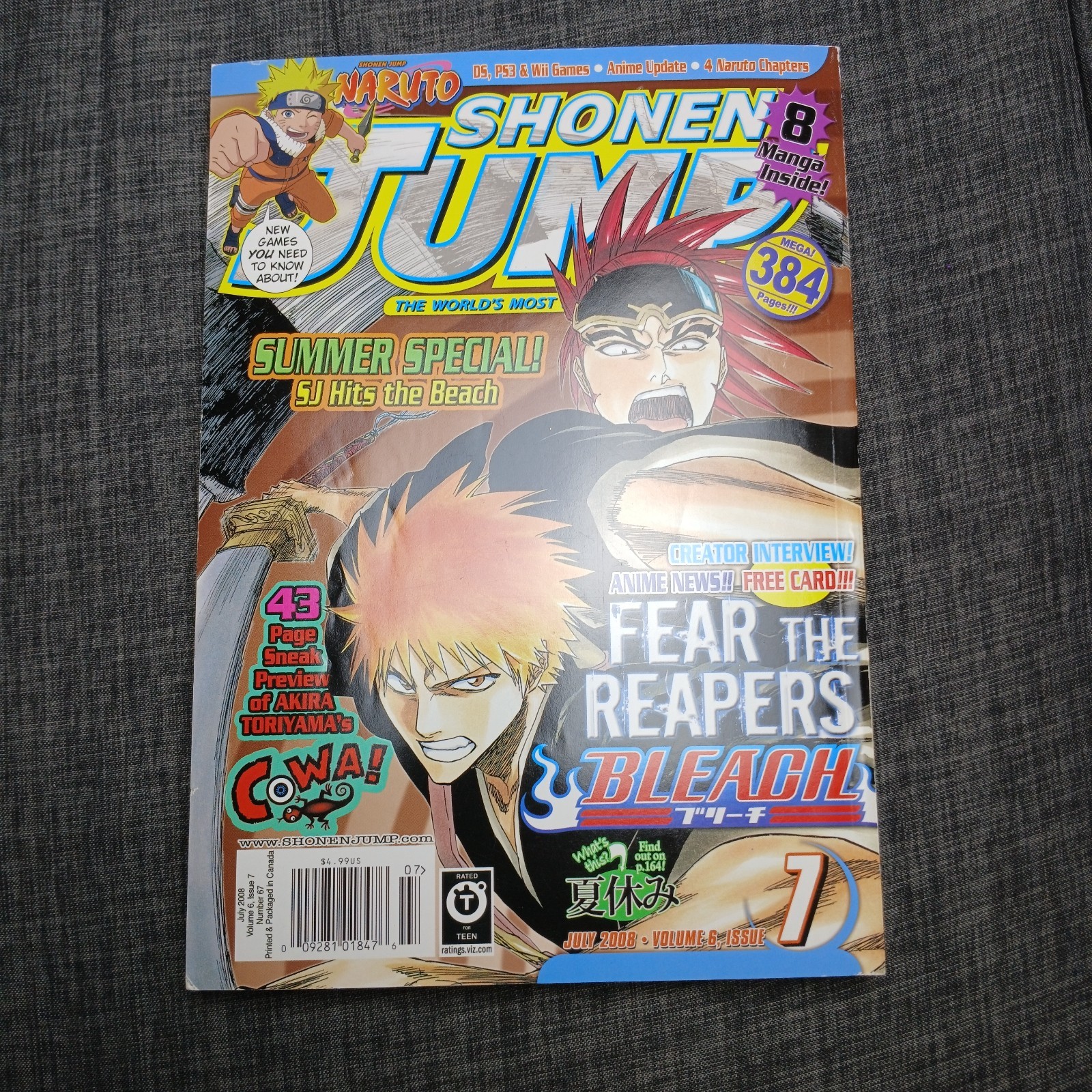Shonen Jump Manga Bleach Luglio 2008 Volume 6 Numero 7 Naruto Fear the Reaper - TA