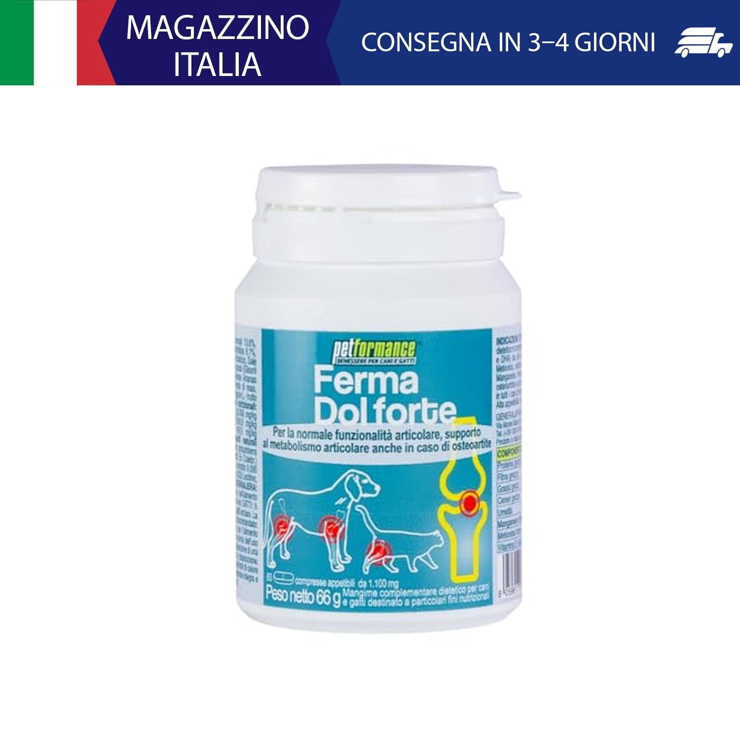 FermaDol Forte - 60 Compresse per le Articolazioni del Cane e del Gatto - con Gl