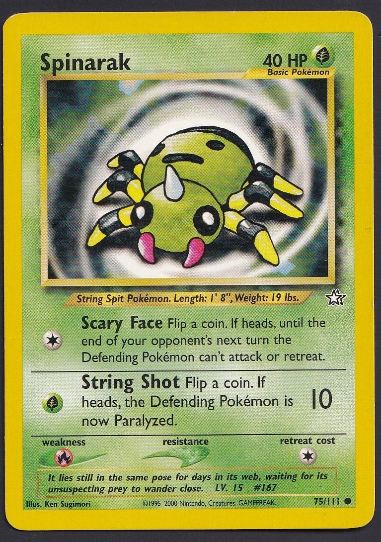 Spinarak 75/111 Neo Genesis Pokemon WOTC Set ILLIMITATO comune quasi nuovo