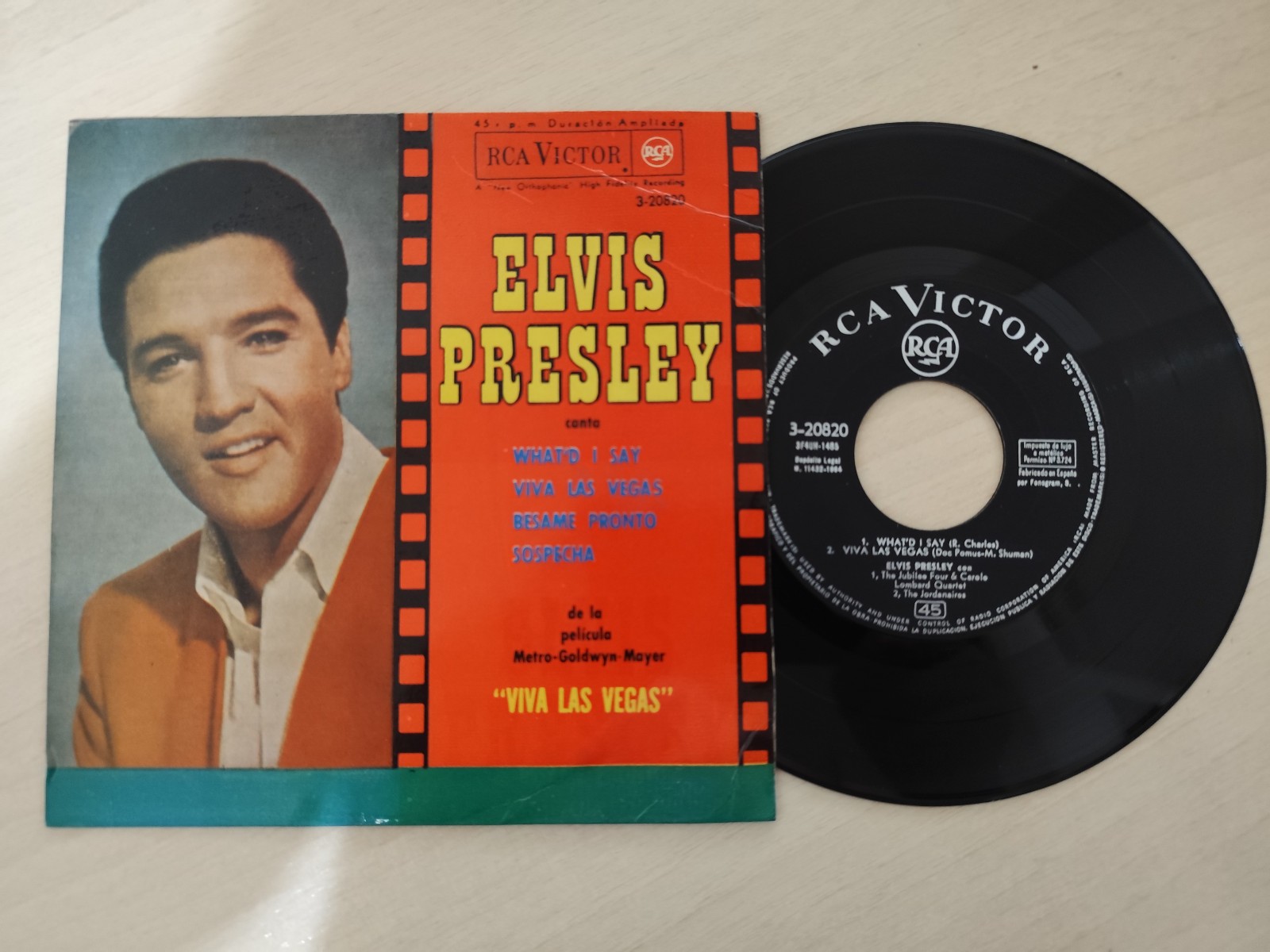ELVIS PRESLEY / What'd I Say - Viva Las Vegas EP RCA 3-20820 Press Spain 1964 EX
