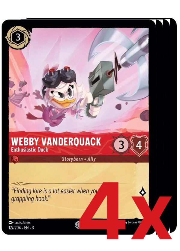 4x Into the Inklands Common 127/204 Webby Vanderquack - Anatra entusiasta